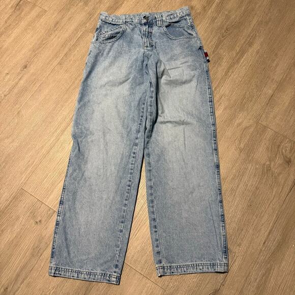 Vintage Lee Dungarees Carpenter Jeans 16R Light Wash 100% Cotton Relaxed Fit - Picture 2 of 16
